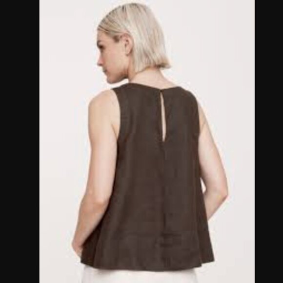 NWT Banana Republic Linen Trapeze Tank in Chocolate Ganache Brown | Size S - Picture 3 of 6